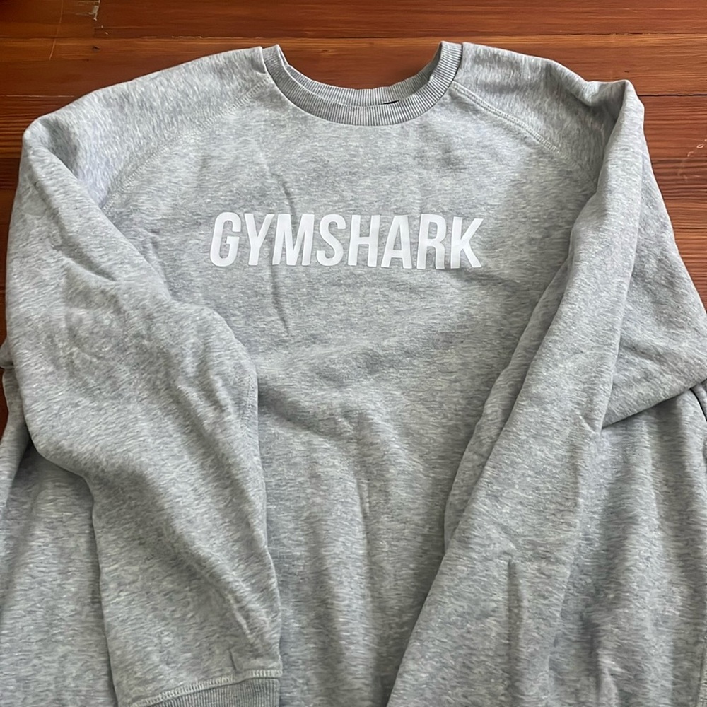 Gray gym shark crew neck